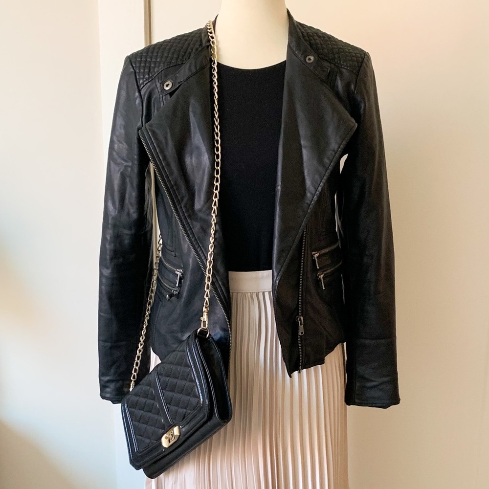 Faux leather moto jacket